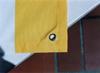 Zonnezeil type verticaal 140 x 230 cm geel/witte blokstrepen, met 8 runners